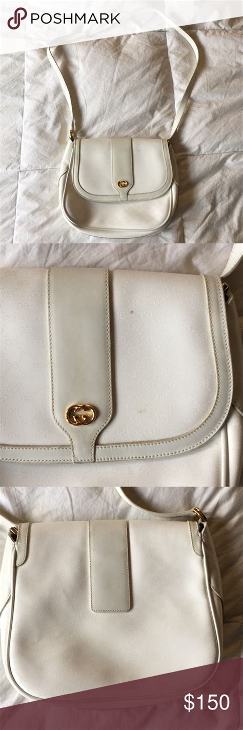 gucci handbag white|vintage gucci white shoulder bag.